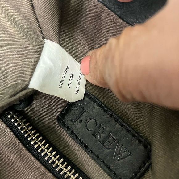 J Crew Leather Bag Purse Black Distressed Bohemian Chic - Picture 10 of 17